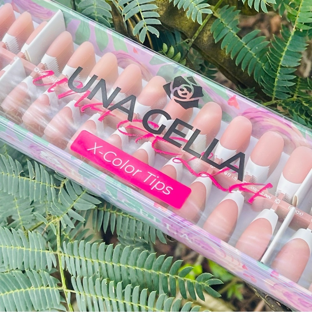French Gel Nail Tips UNA GELLA 150Pcs French Tip Nails - 1 Set Pink Tone Tapered